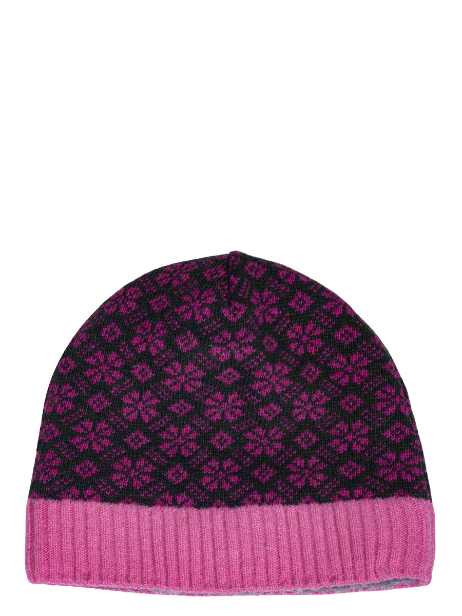 Huber Strickmütze Jill pink mit oliv, innen Fleece