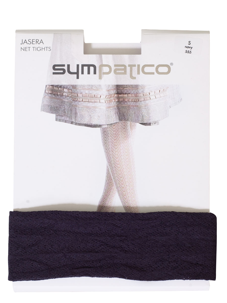 Lusana Damen-Strumpfhose marine, Netzstrumpfhose mit Ajourmuster