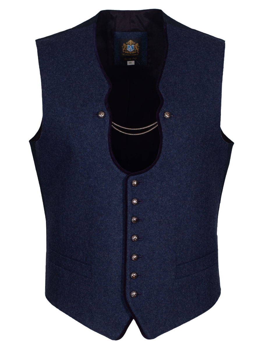 Hammerschmid Trachtenweste Vinzenz, marine, traditionell, Stretchrücken