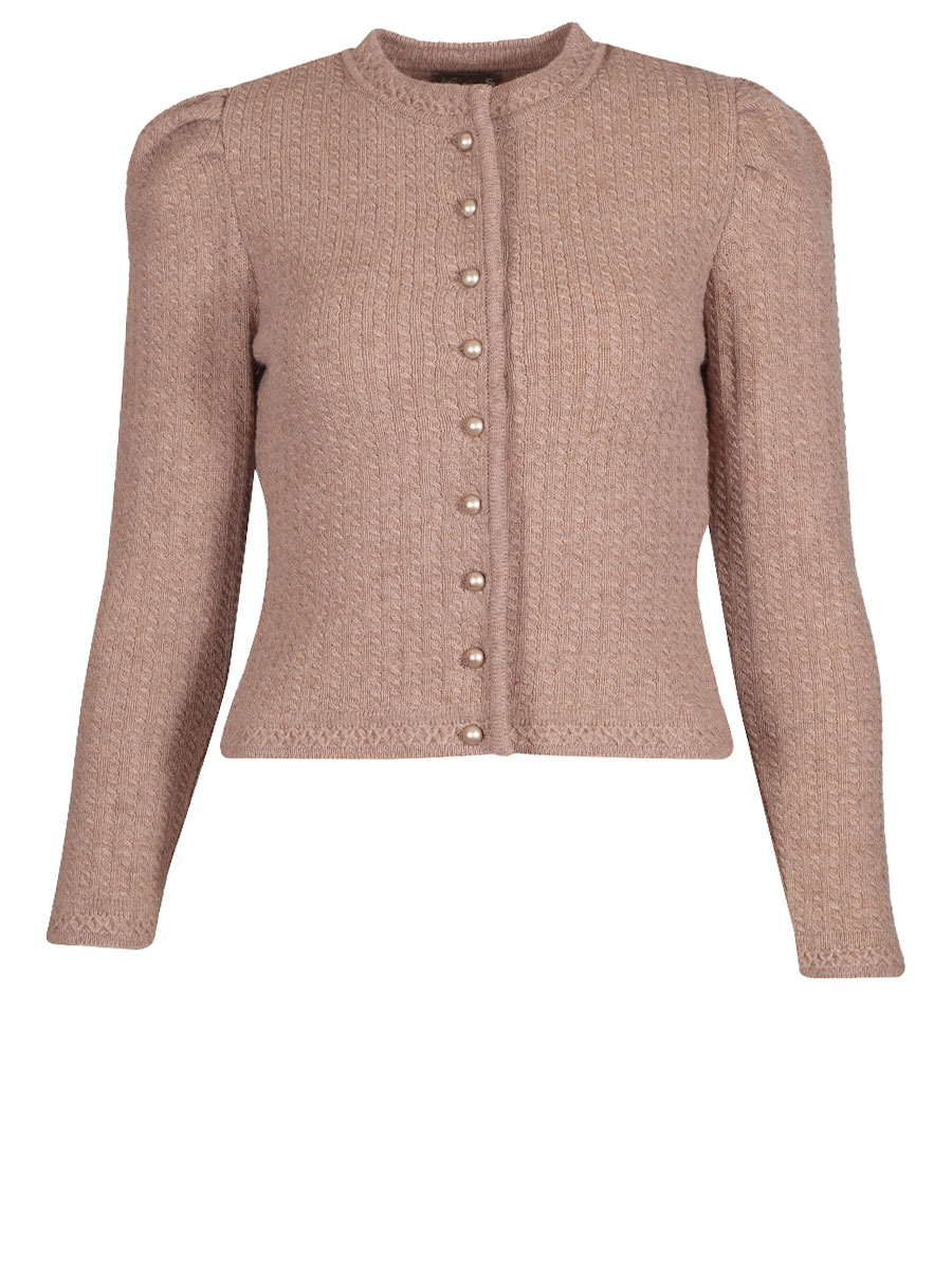 Huber Strickjacke Katharina, berber, Puffarme, Strickmuster