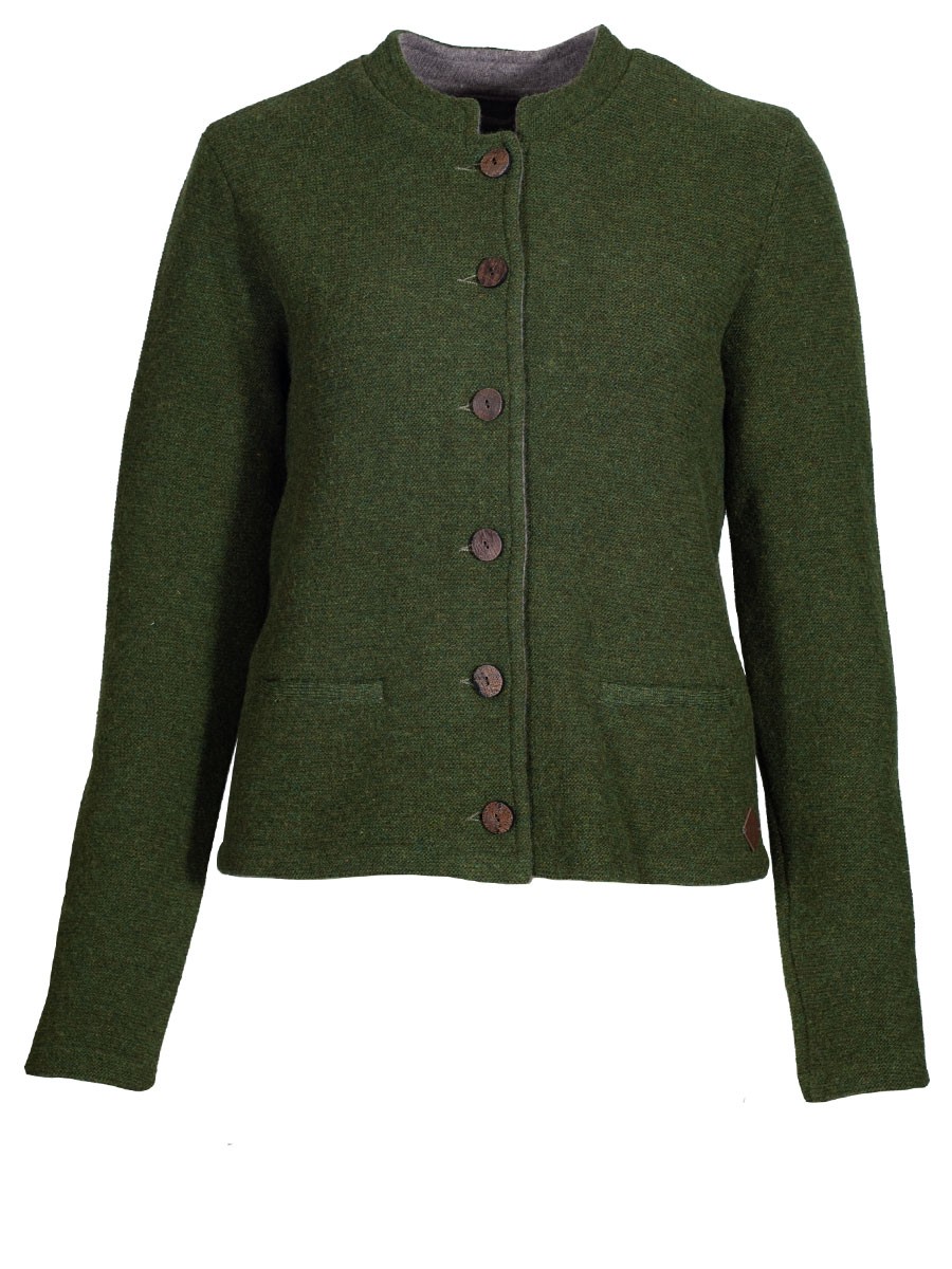 Stapf Strickjacke Marie, tannenzweig, grün, Rückenfalte