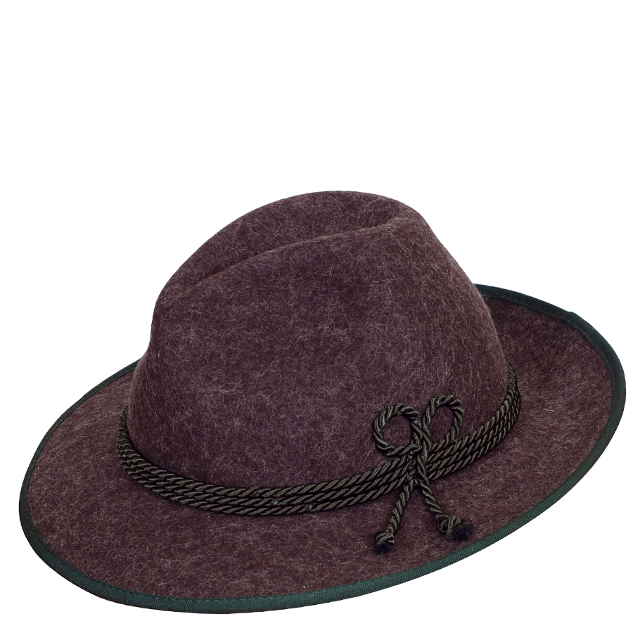 Bayern specials Lodenhut Werdenfelser, Rauhloden braun, mit grüner Einfassung