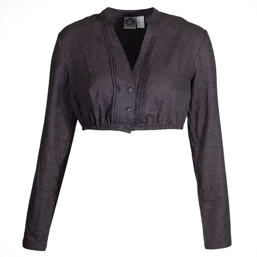 Hammerschmid Anni Dirndlbluse, anthrazit, Langarm, Flanell, Fischgrat