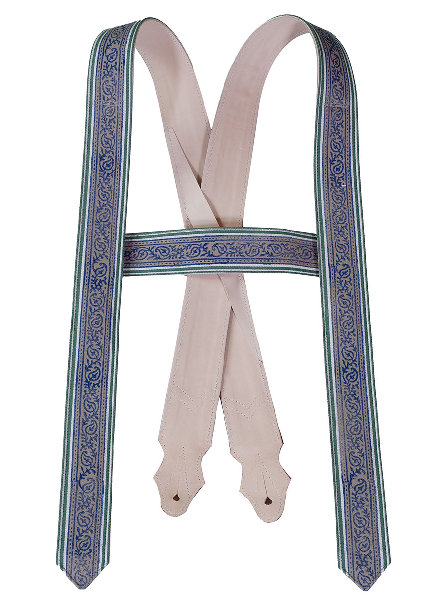 hausg'macht Träger Handdruck tanne-blau, ohne Zacken