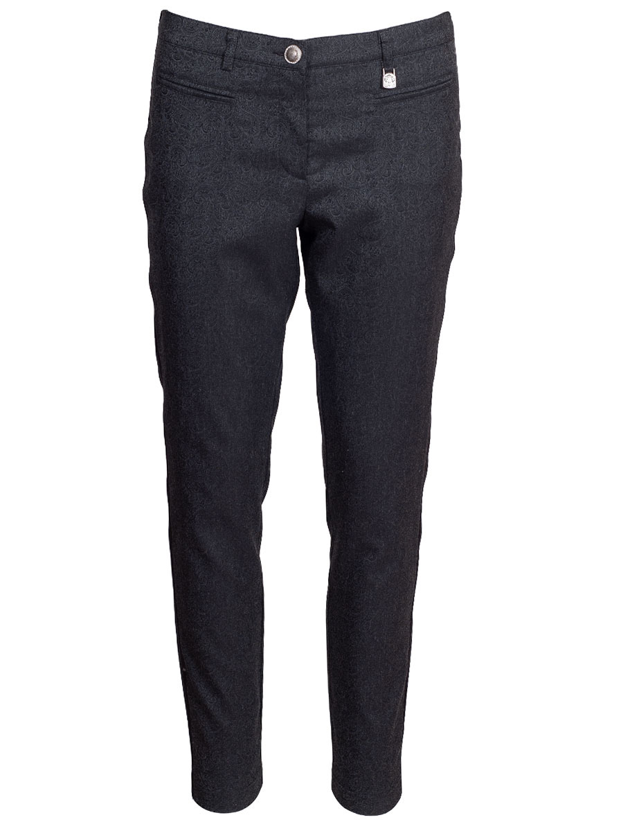 Hammerschmid Stretchhose Erfurt, dunkelgrau, Paisleymuster, seitlich schwarzer Streifen, Stretch