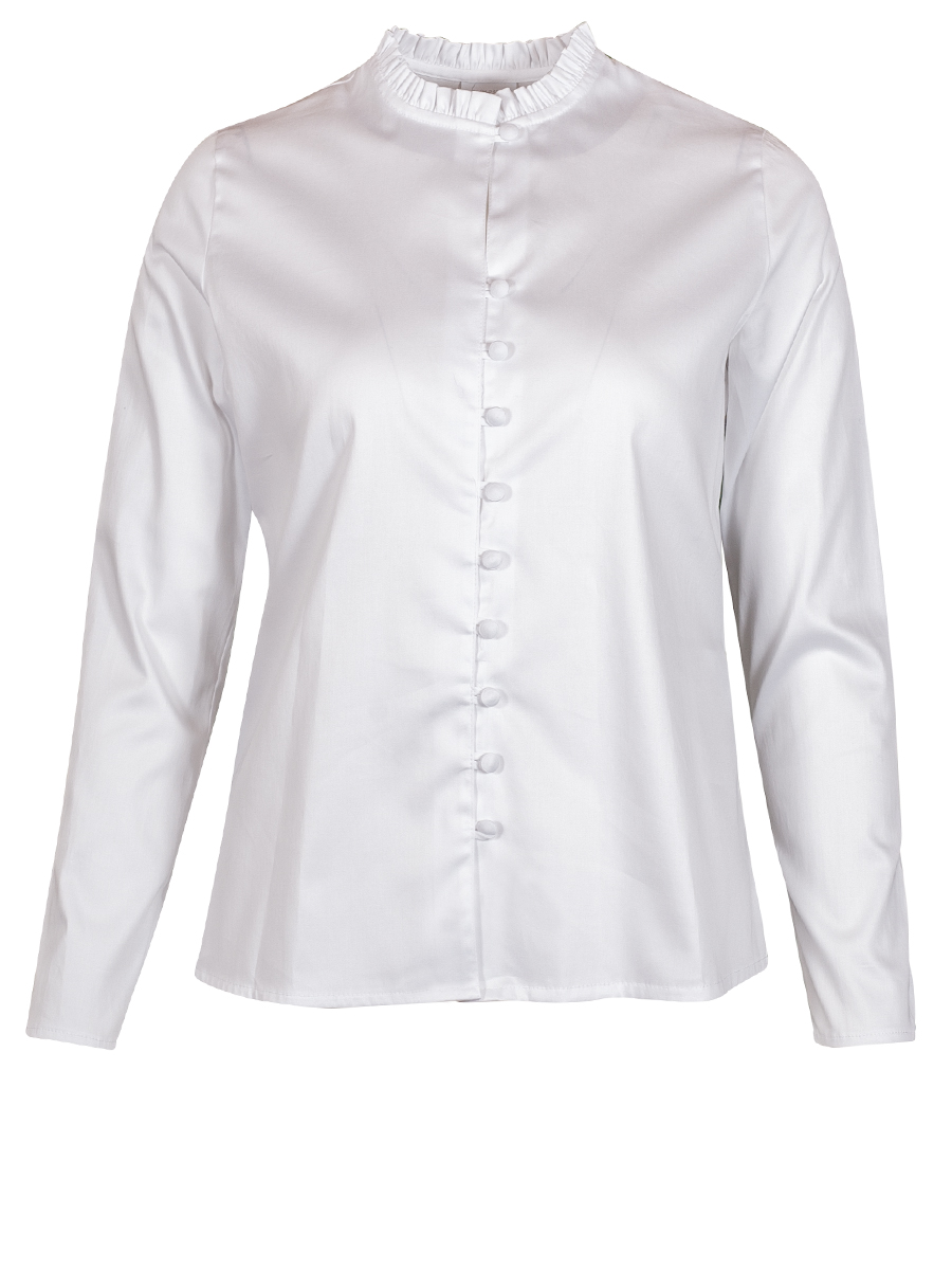 Moser Langarmbluse Lochen, weiß, hochgeschlossen, Rüschen