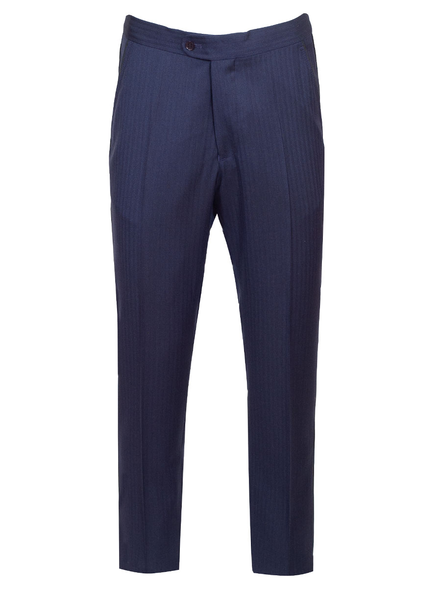 Viererspitz Stresemannhose Jakob, marineblau, seitlich grünes Paspol