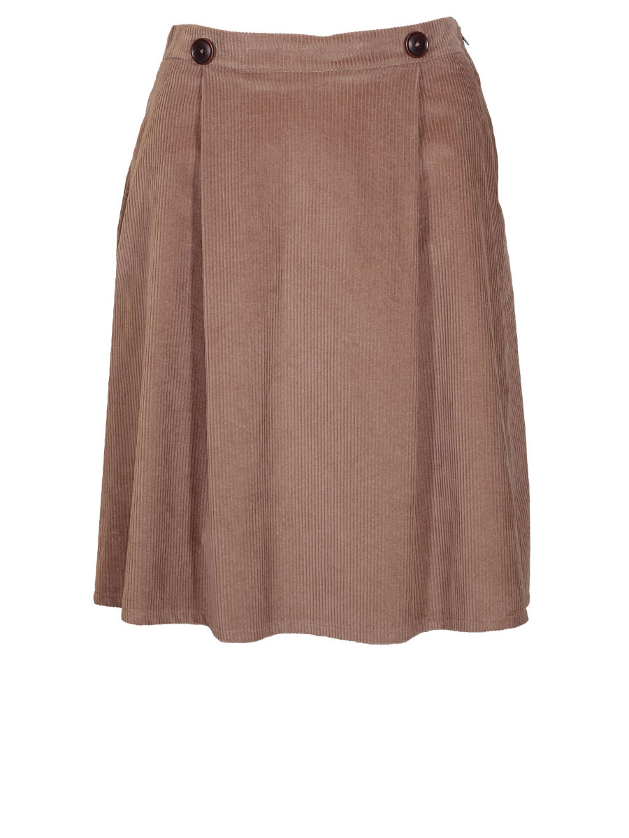 Feli und Hans Damenrock Raja, Cordoptik, sand, große Zierknöpfe
