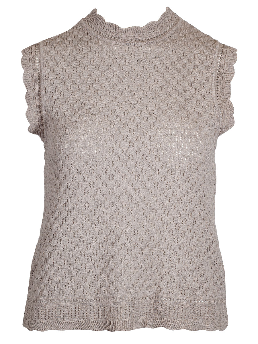 Huber Strickpullunder Idi, schilf-beige, Lochmuster