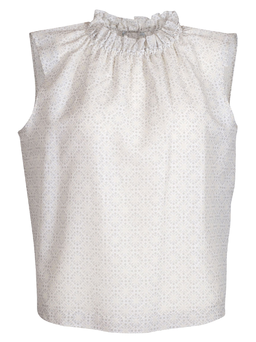 Die Rockmacherin Bluse Edda, Top, weiß-grau gemustert, luftig