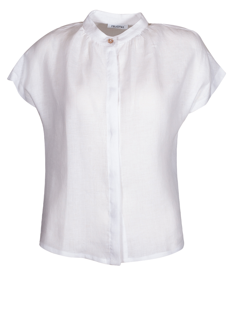Feli und Hans Leinenbluse Baltrun, kurze Arme, weiß