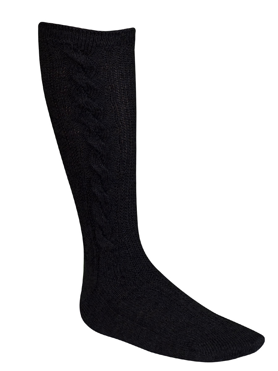 Lusana Kniestrumpf anthrazit, Handzopf, perfekte Passform