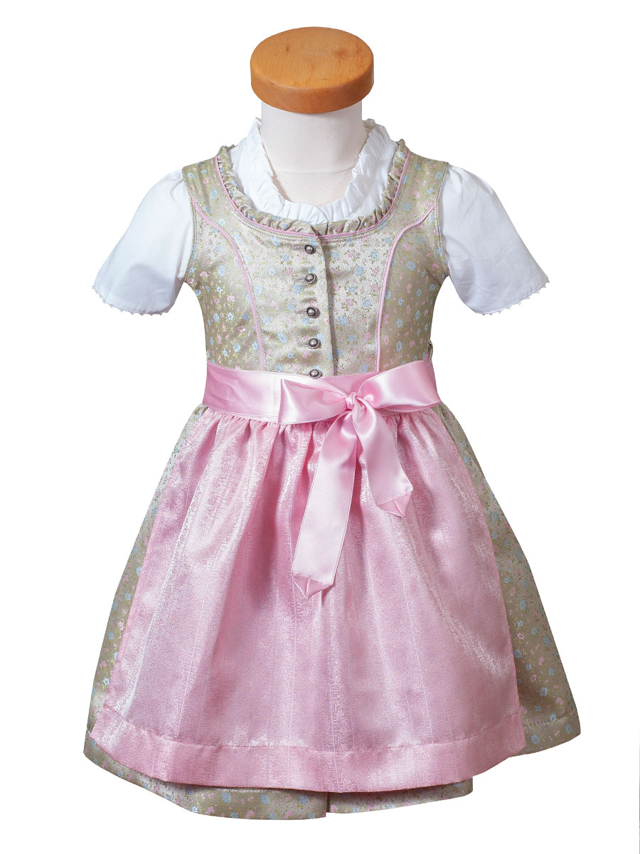 Ederer Kinderdirndl festlich, mint, Rosen, mit Bluse