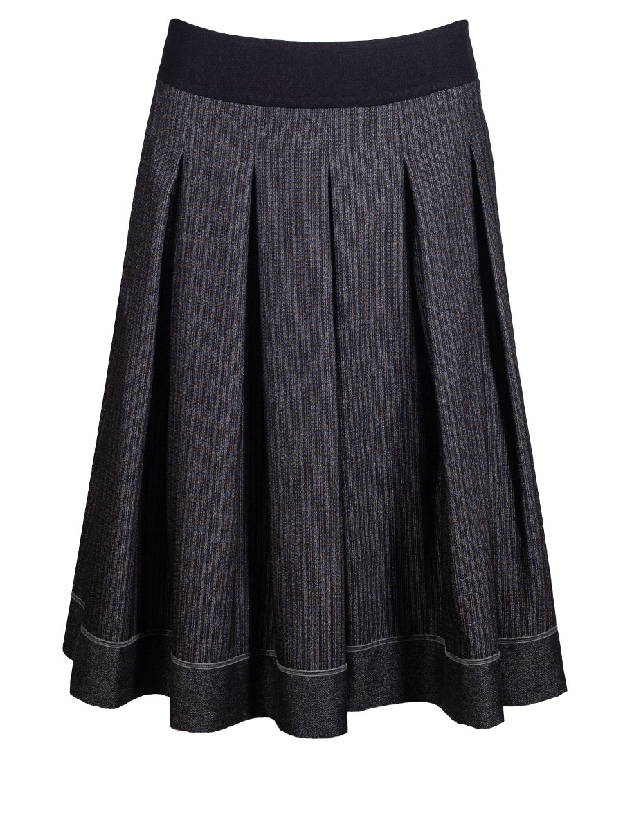 Hiebaum Lodenrock, festlich, Falten, anthrazit, meliert, gestreift
