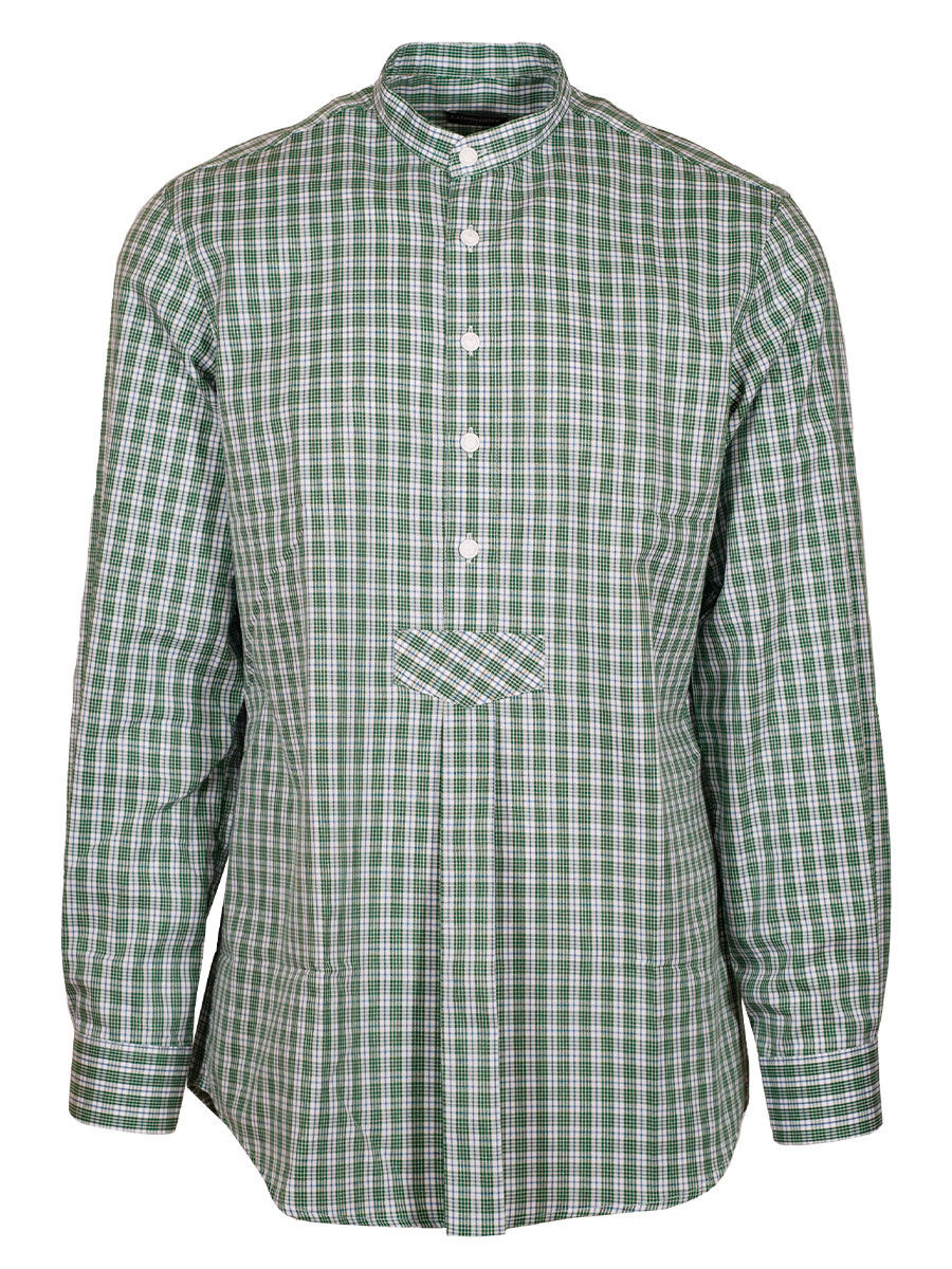 Arzberger Karohemd, grün, Stehkragen, Pfoad, Wäscheknöpfe