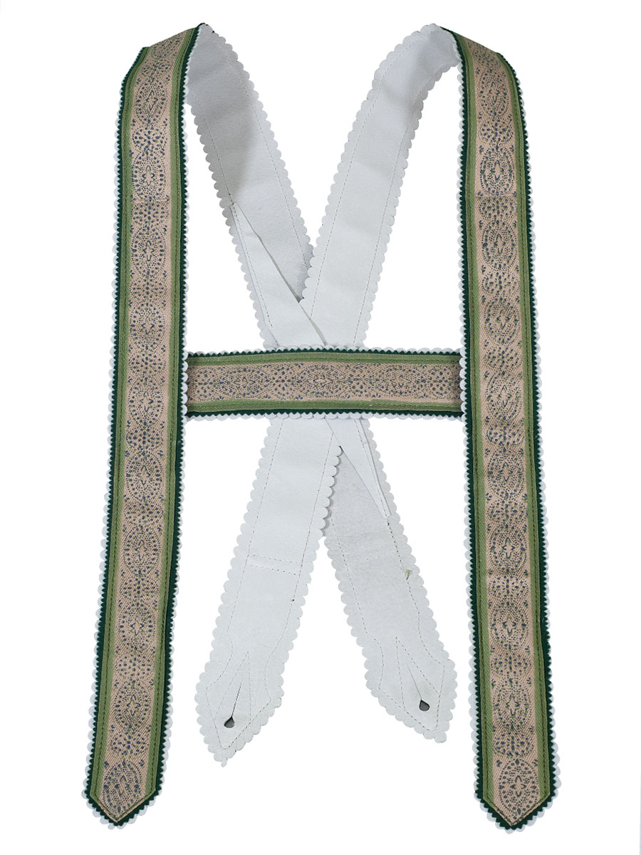 Träger Handdruck in beige-oliv, 4cm breit, mit Zacken