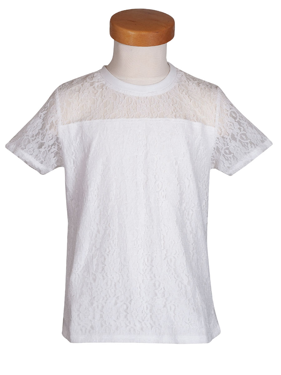 Ederer Shirt, Mädchen, weiß, mit Spitze