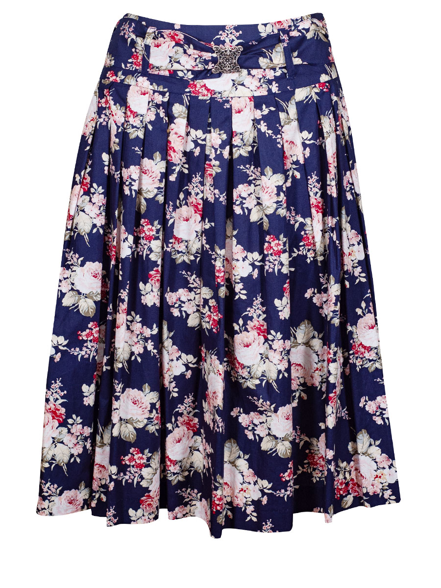 Berwin & Wolff Sommerrock, blau, pink-rosa Blumenmuster