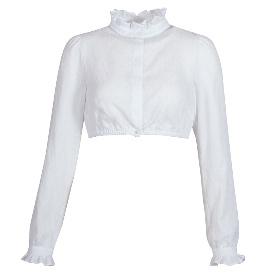 Waldorff Dirndlbluse weiß, lange Arme, Rüschen