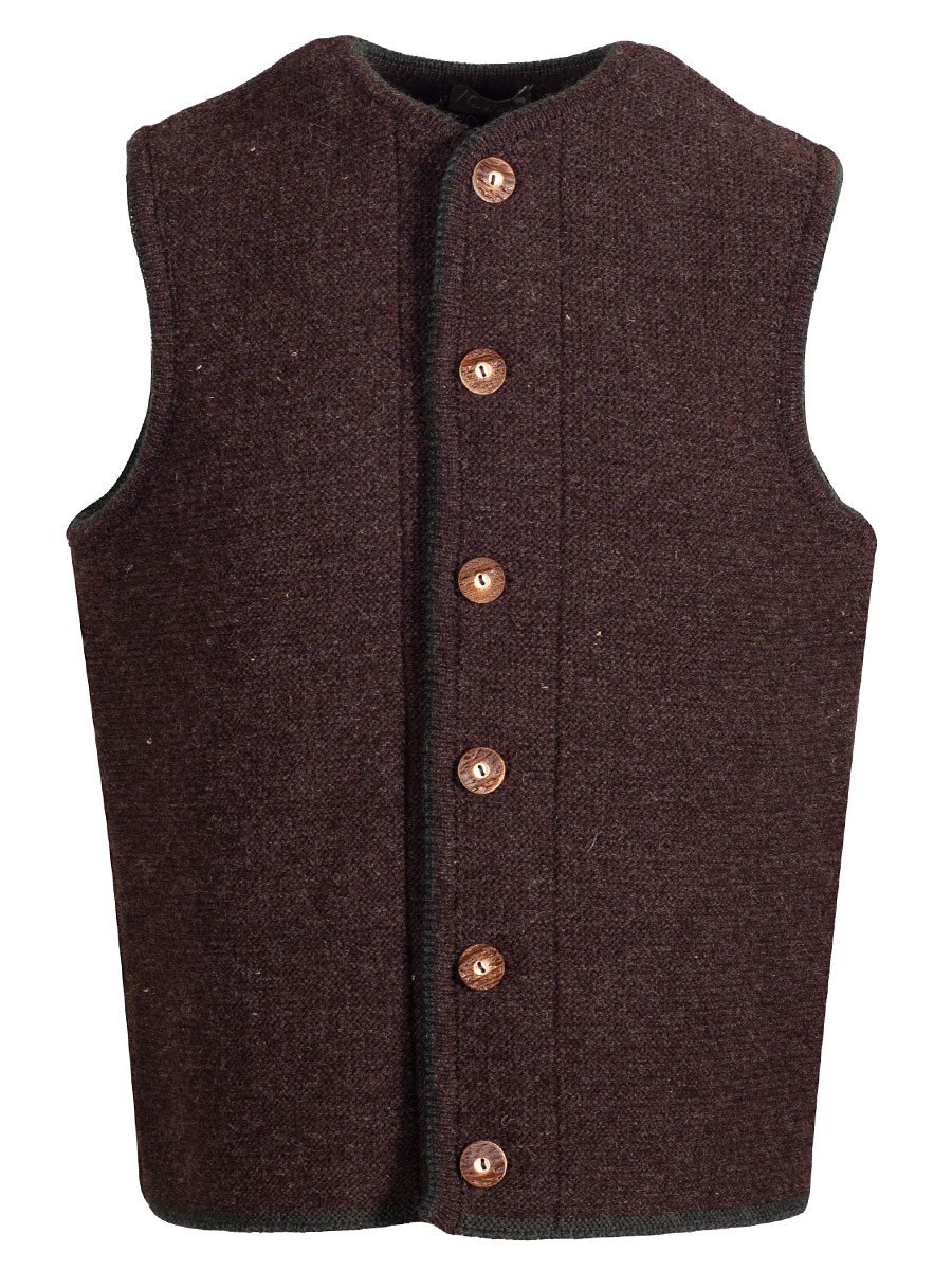 Huber Strickweste Gierli, braun, Hirschhornknöpfe