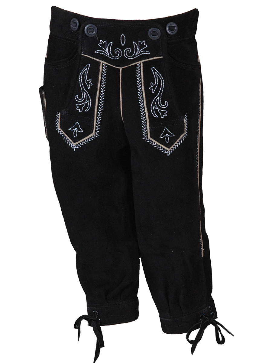 Kniebundlederhose Kinder Aibling Wildbock schwarz