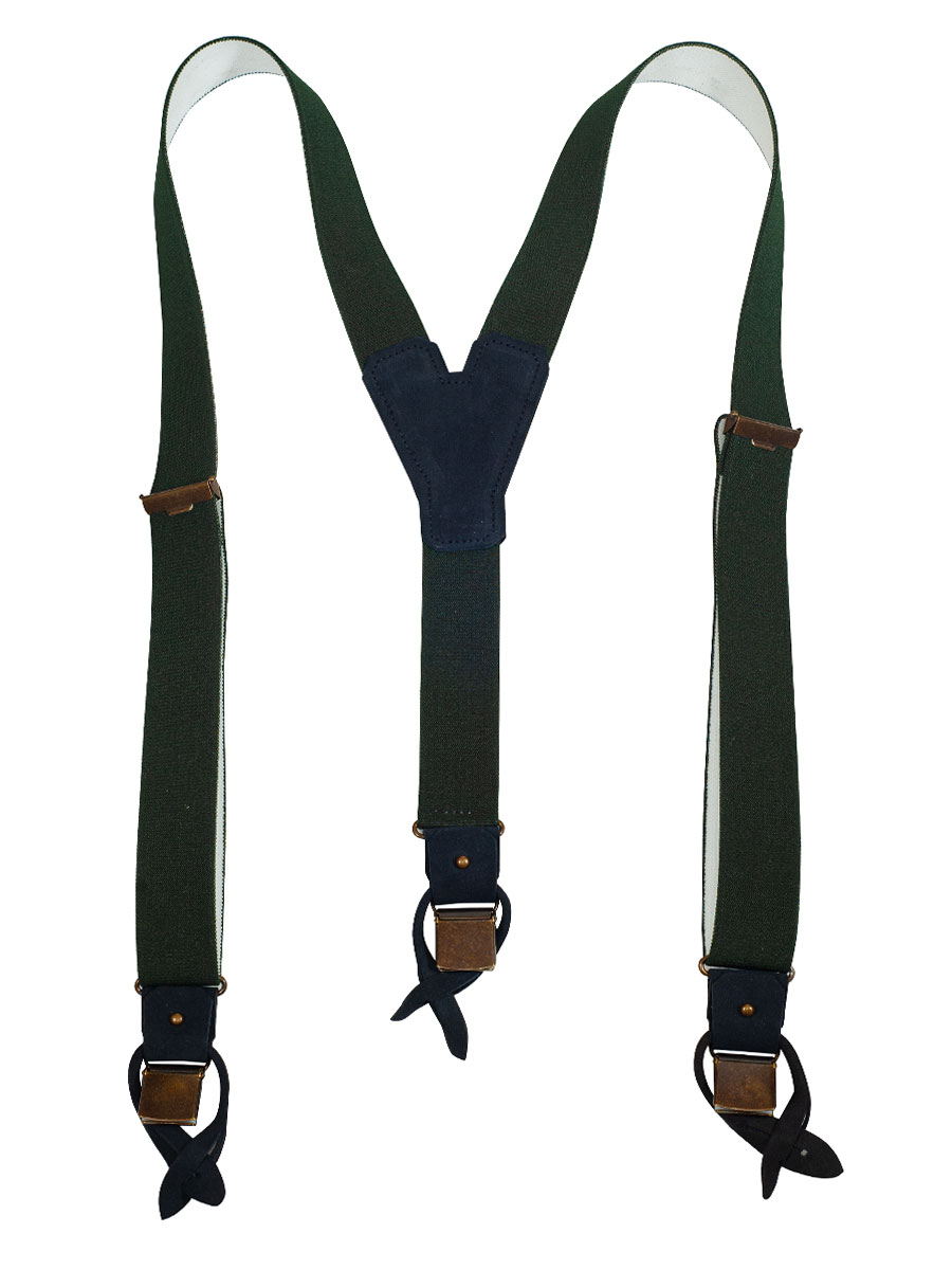 Steiner Hosenträger tannengrün, uni, mit Klips und zum Anknöpfen