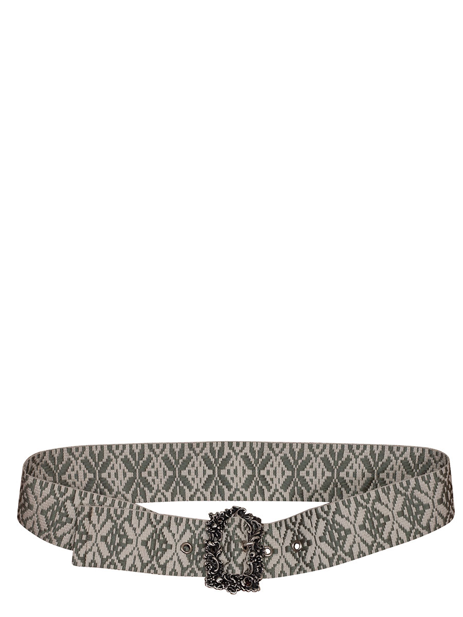 Berwin & Wolff Stoffgürtel weiß-salbeigrün, silberfarbene Schließe