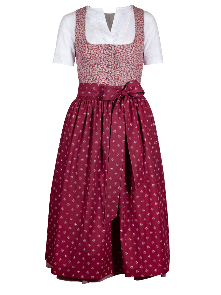 Hammerschmid Pillersee Baumwolldirndl, rot-beige, Stretch, 80lg