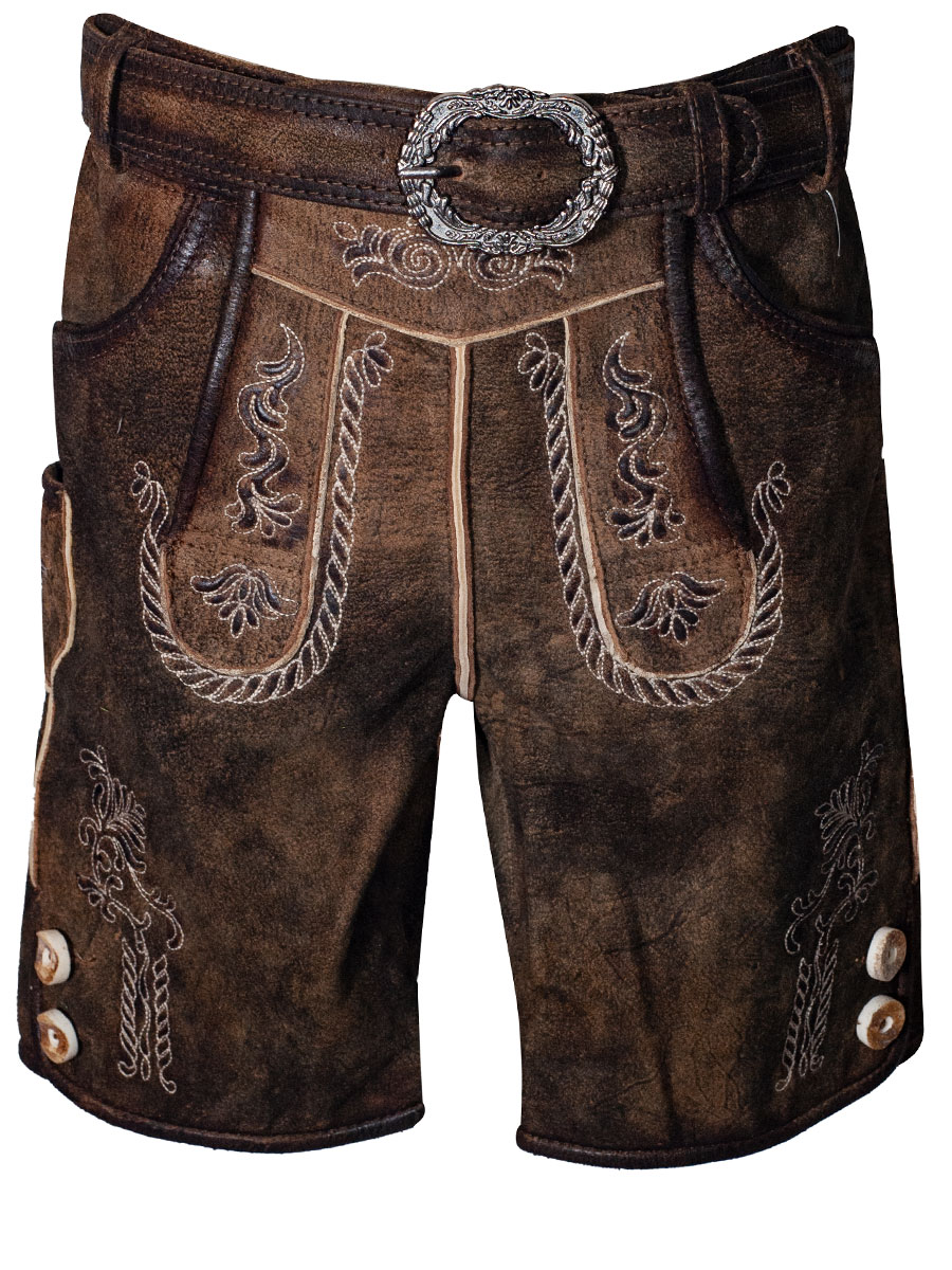 Hammerschmid Zugspitz Lederhose, kurz, braun,  mit Gürtel