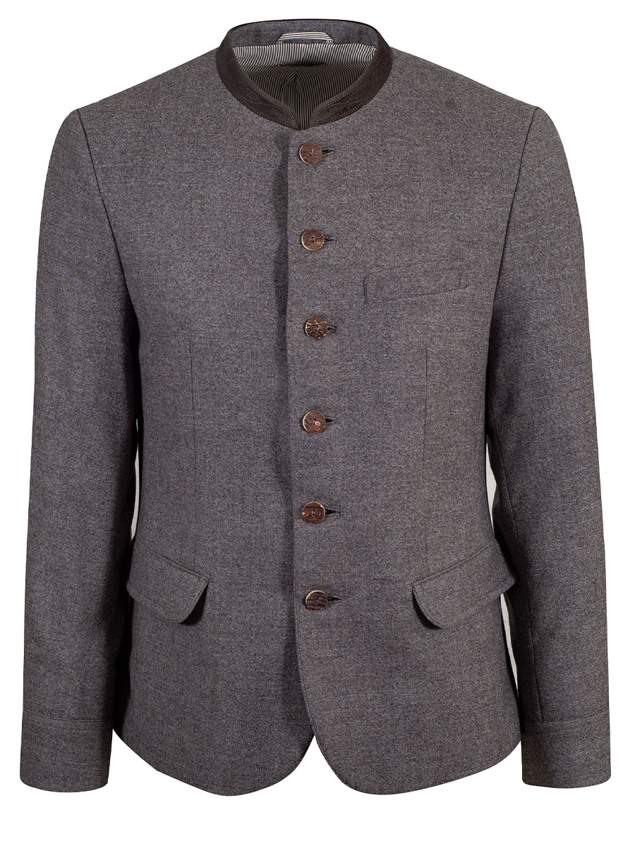 Gottseidank Trachtensakko Helmut, zinngrau, Hirschhornknöpfe