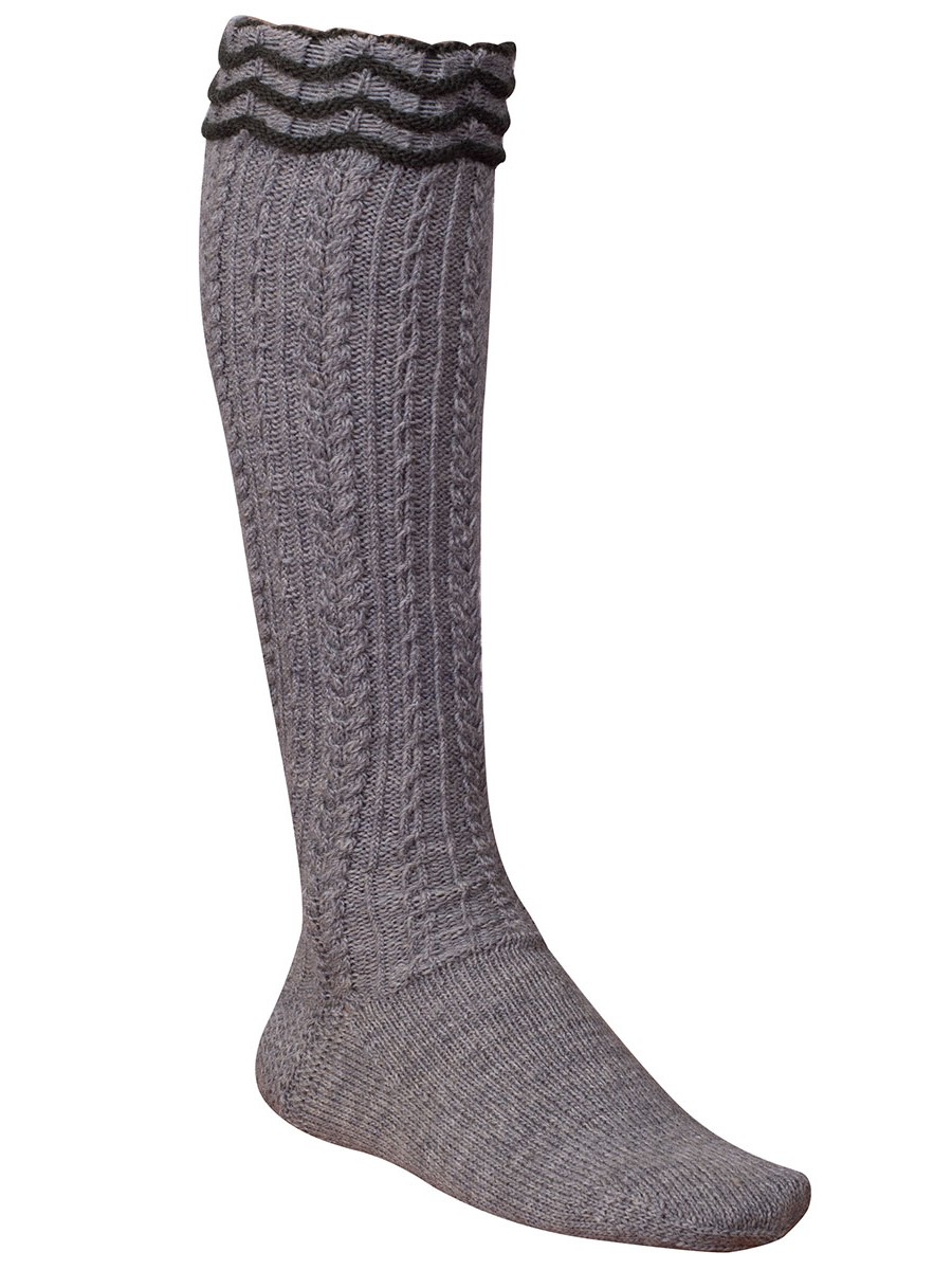 hausg'macht Umschlagstrumpf Werdenfels, mittelgrau-lodengrün, handgefertigt