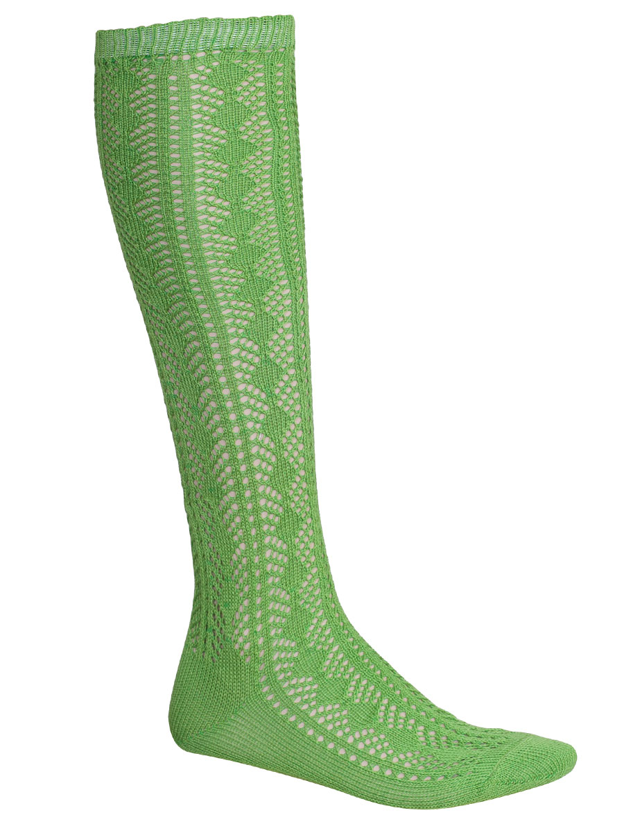 Steiner Trachten-Kniestrumpf grasgrün, Lochmuster