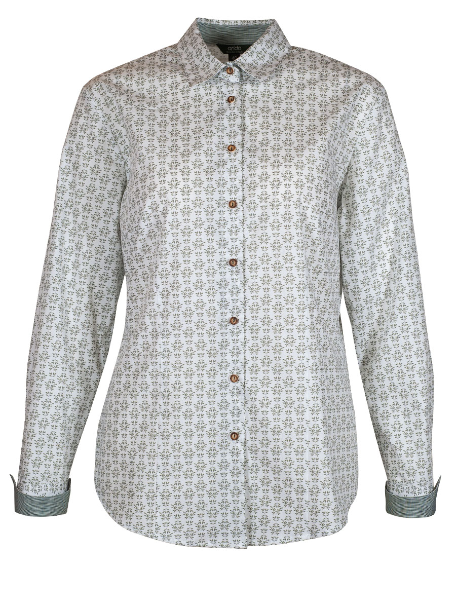 Arido Damenbluse, weiß, grün geblümt