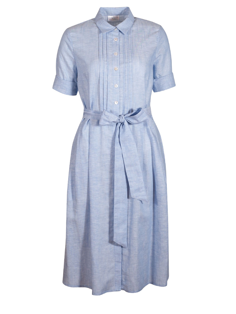 Waldorff Hemdkleid hellblau, mit Stoffgürtel, 3/4 Armen