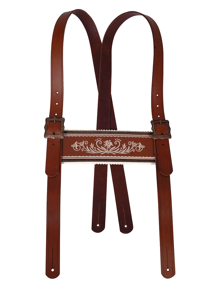 Töpfer Stegträger braun, weiße Stickerei am Steg, gerader Steg