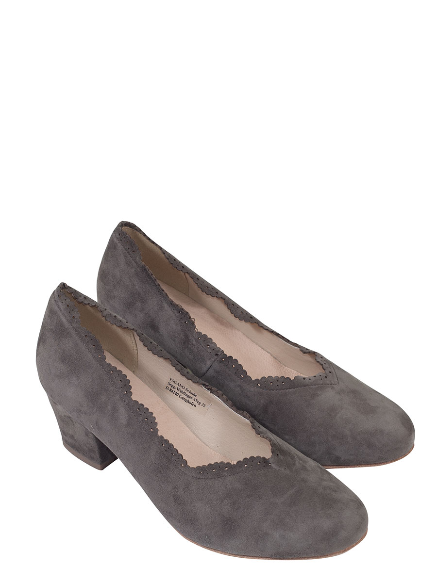 Esgano Schuhe, Trachtenpumps, grau, Wildleder