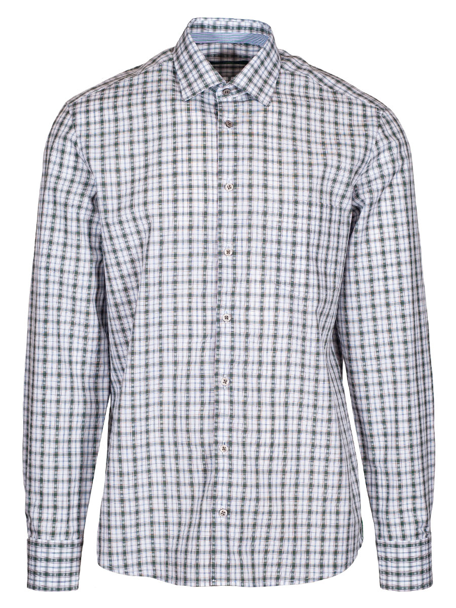 Gloriette Herrenhemd, grün-rot kariert, Liegekragen