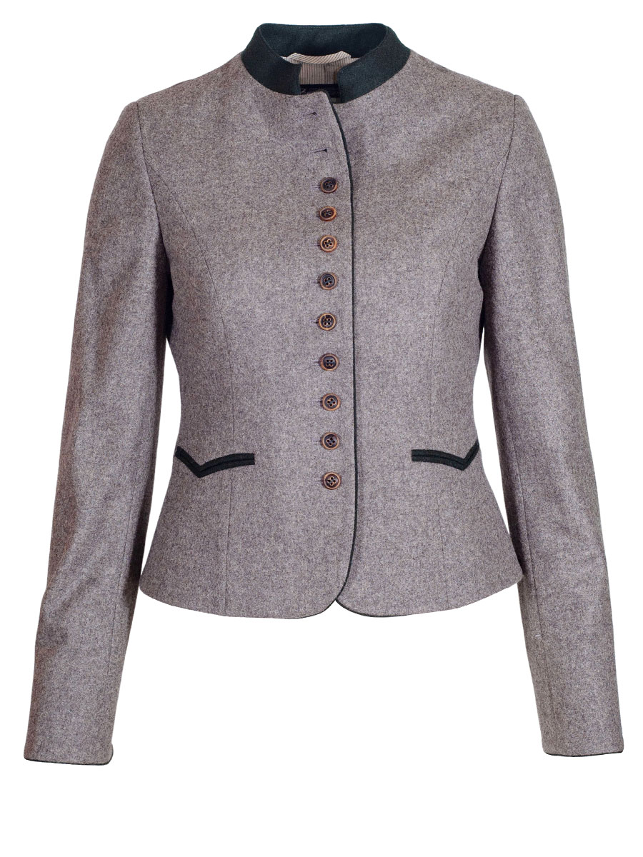 Bauer Lodenjanker grau, grünes Paspol