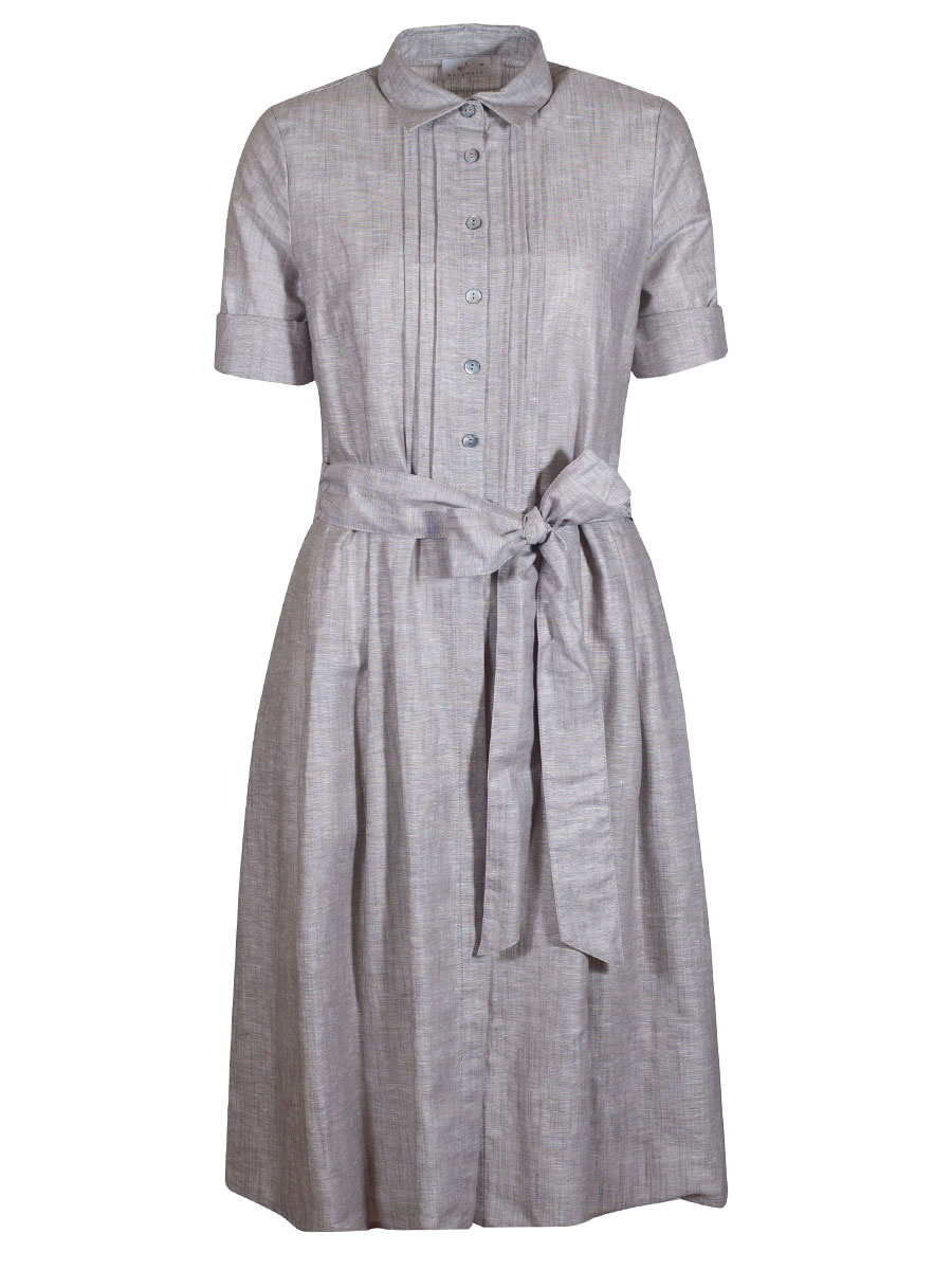 Waldorff Hemdkleid steinöl, mit Stoffgürtel, 3/4 Armen