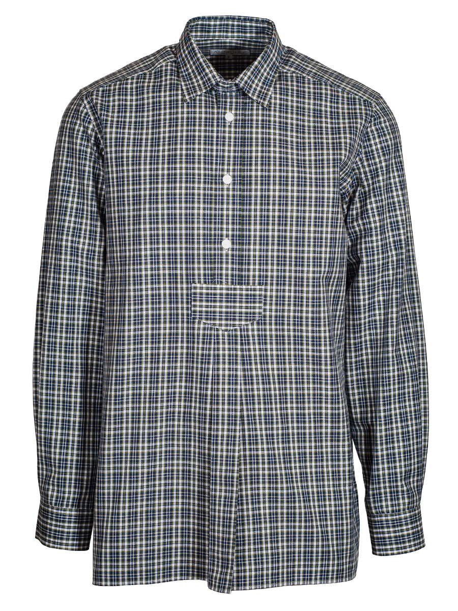 Waldorff Trachtenhemd, blau-grün, kariert, Pfoad, Liegekragen