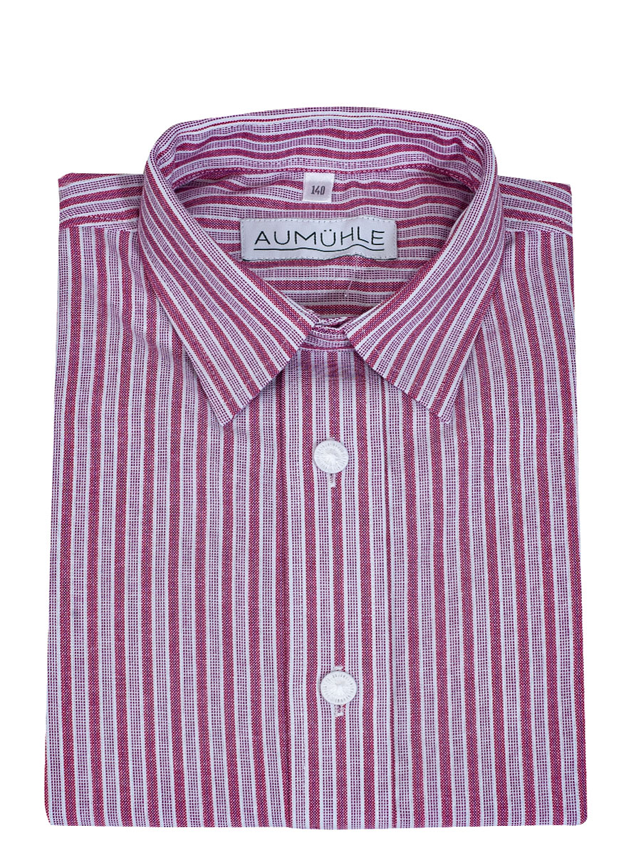 Waldorff Kinderhemd Lukas rot-weiß gestreift, Liegekragen, Pfoad