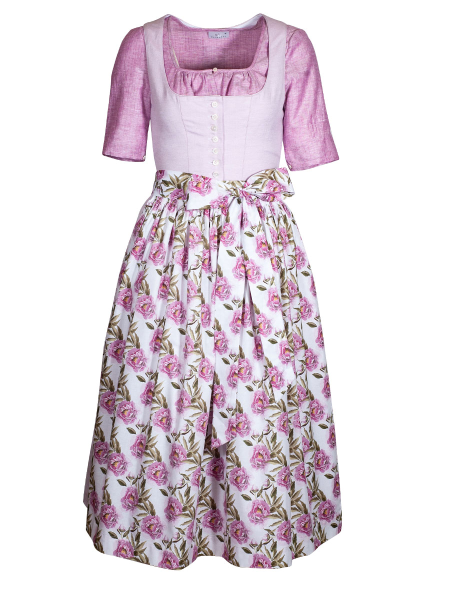 Hammerschmid Pillersee Dirndl, rose, geblümte Schürze, 80lg