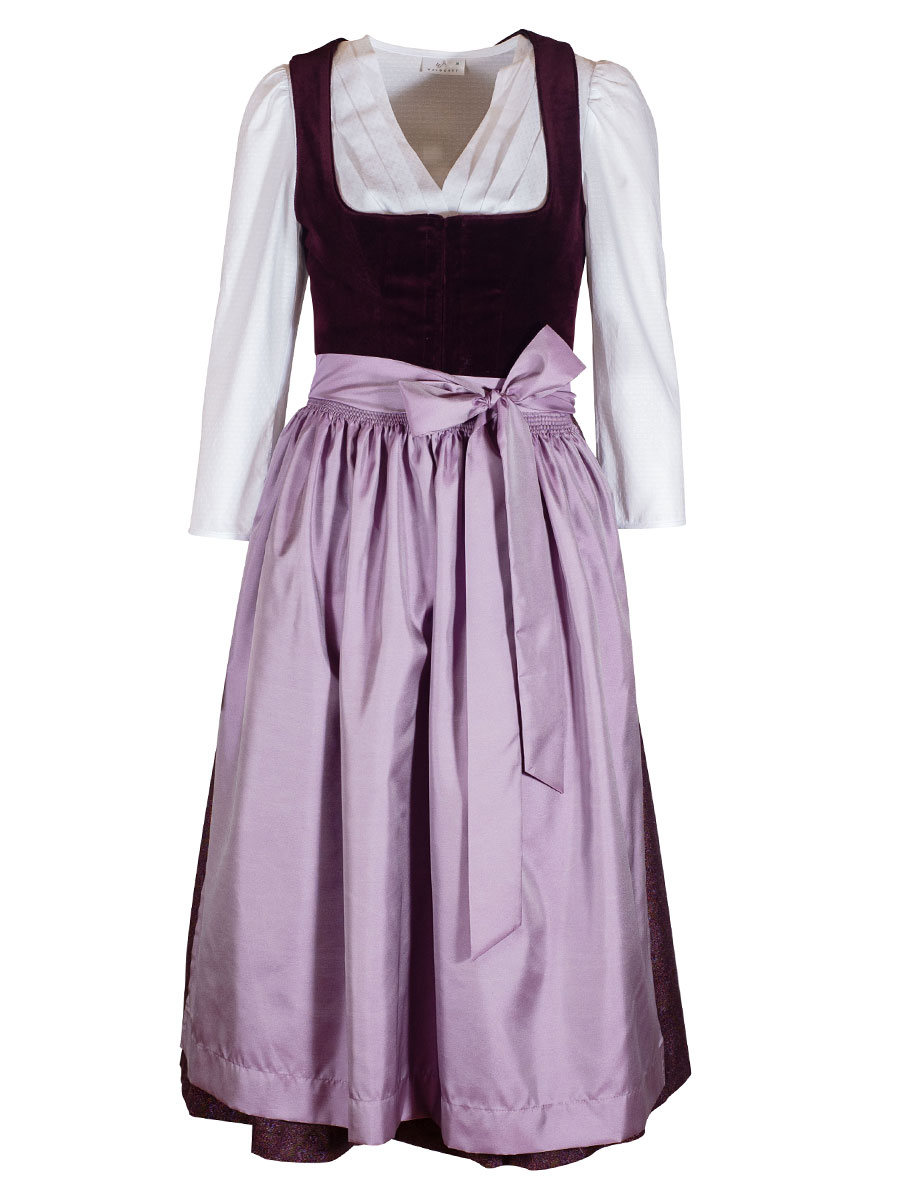 Hammerschmid Wiessee Dirndl, bordeaux, Samtoberteil, 80lg
