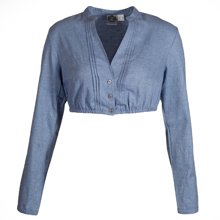 Hammerschmid Anni Dirndlbluse, hellblau, Langarm, Flanell, Fischgrat