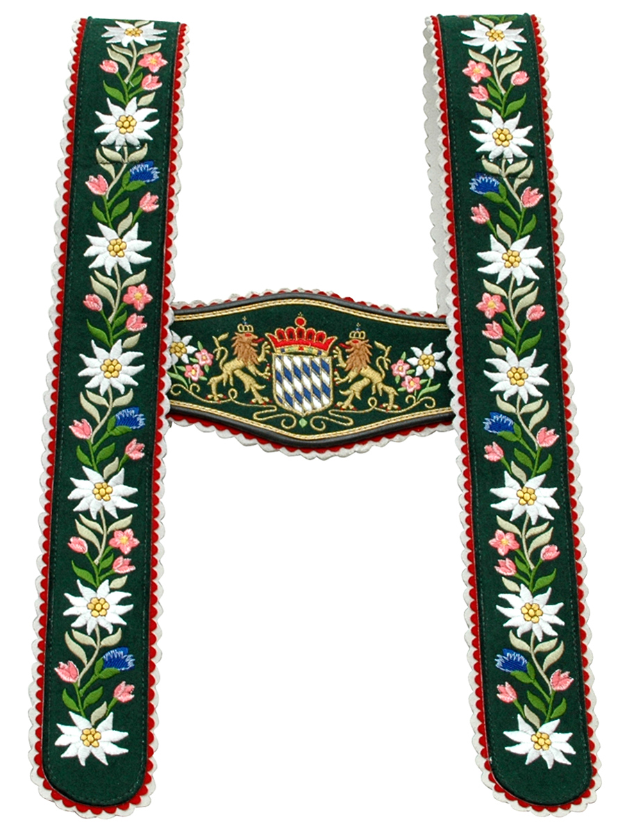 Träger Nr.5 Werdenfels grün, bestickt, Löwe