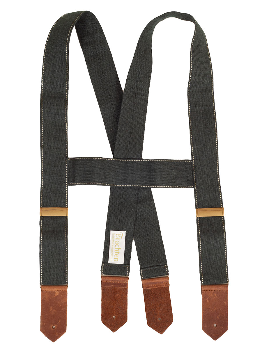 Bezirk Oberbayern Leinenträger, tanne, Lederschlaufen zum Anknöpfen