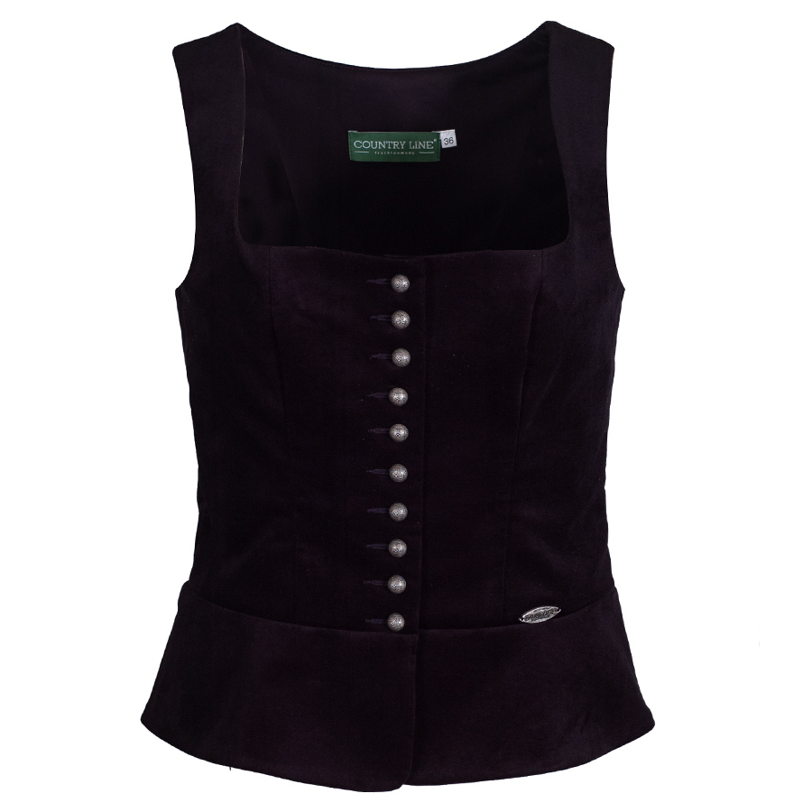 Country Line Samtmieder, Spenzer, schwarz, Stretch