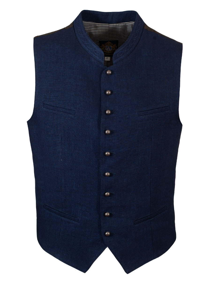 Hammerschmid Leinenweste Baltes, blau, Herren, Futterrücken mit Riegel