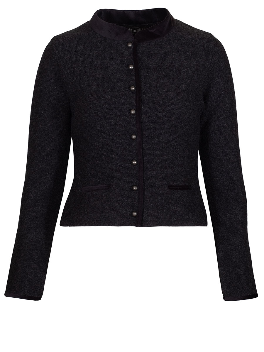 Astrifa Strickjacke Ruhpolding, graphit, grau, schwarzer Samtkragen