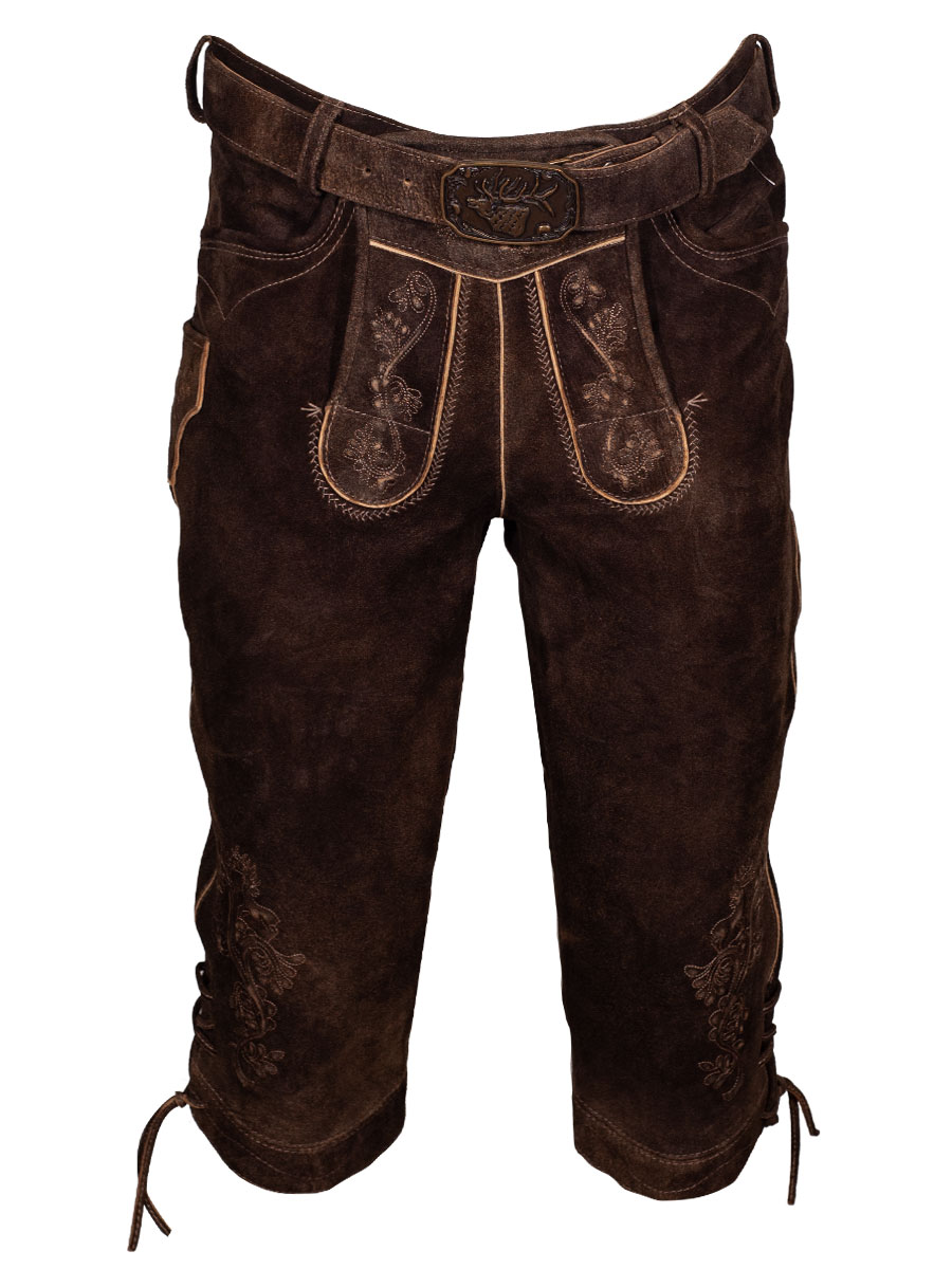 Spieth & Wensky Balthasar Lederbundhose, Wildbock, espresso, mit Gürtel